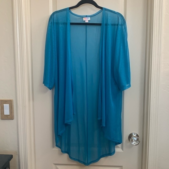 LULAROE Lindsay Sheer Turquoise Kimono Cover NWOT Size S - Picture 5 of 7